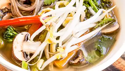 Hot and Sour Mushroom Soba Soup