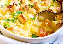 Breakfast Bread Pudding with Sausage/Ham