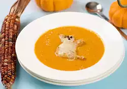 Halloween Ghost Toast in Tomato soup