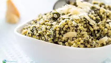 Israeli Couscous with Spinach and Parmesan Cheese