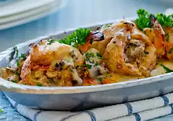 Stuffed Sole with Crab, Shrimp and Mushrooms