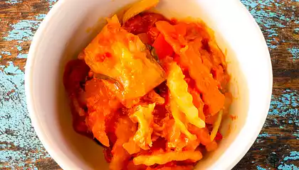 Cabbage, Carrot, and Green Pepper Kimchi