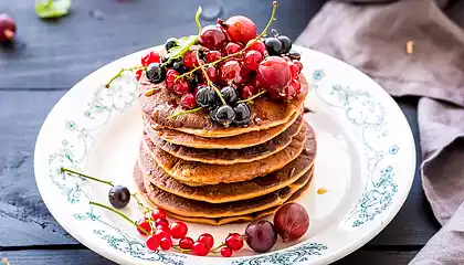 Almost Whole Wheat Sour Cream Pancakes