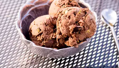 Chocolate Ice Cream With Chocolate Chunks and Pistachios 