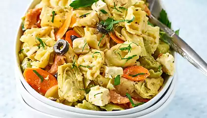 Tortellini with Artichokes, Olives and Feta Cheese