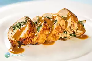 Spinach Ricotta Stuffed Chicken Breasts with Lemon White Wine Sauce