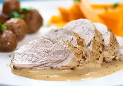 Pork Tenderloin in Thyme White Wine Cream Sauce