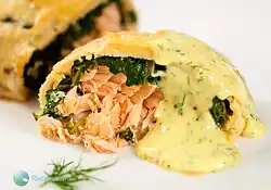 Salmon Wellington with Dilled Hollandaise