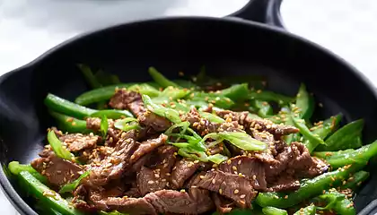 Honey-Soy Steak Strips Over Rice for Two