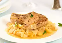 Slow Cooker Pork, Apples and Cabbage