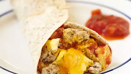 Cheesy Breakfast Sausage Tortillas