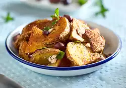 Oven-roasted Potatoes with Garlic, Olives, Feta and, Oregano