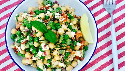 Amazing Mediterranean Chickpea and Pea Salad