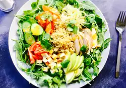 Loaded Vegetable and Quinoa Salad with Miso Orange Dressing