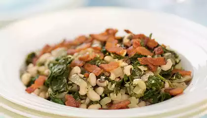 Southern Living Braised Collards with Bacon and Black-Eyed Peas