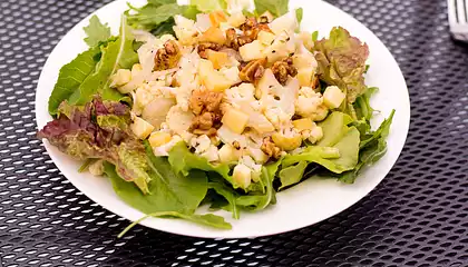 Roasted Cauliflower Salad With Arugula, Walnuts and Cheddar Vinaigrette