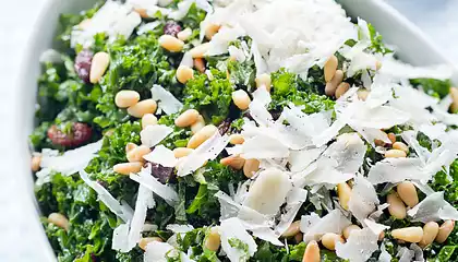 Kale Salad with Pinenuts, Currants and Parmesan