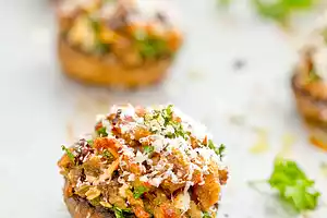 Leftover Stuffing Stuffed Mushrooms