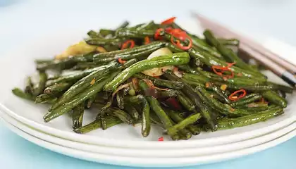 Stir-fried Long Beans with Red Chile and Garlic