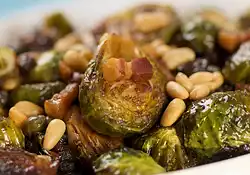 Brussels Sprouts with Pancetta, Pine Nuts and Raisins