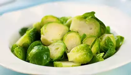 Cheesy Brussels Sprouts with Sherry Asiago Sauce