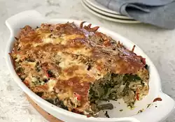 Spinach, Mushroom and Vegetable Bread Pudding 