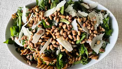 Spinach, Sun-dried Tomato, Parmesan & Pine Nut Pasta Salad