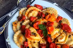 Roasted Cherry Tomato & Garlic Perogies