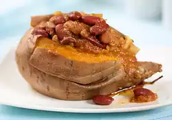 Chili Over Sweet Potatoes