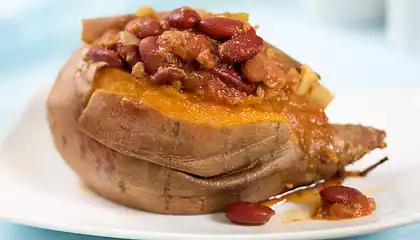 Chili Over Sweet Potatoes