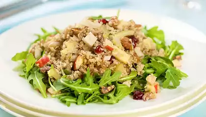 Quinoa and Veggie Salad with Apples, Dried Berries, Walnuts and Cheddar