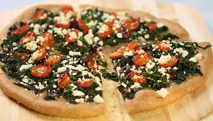 Spinach, Oven-Dried Cherry Tomato and Feta Pizza