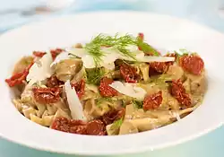 Pasta with Creamy Dill Sauce and Oven-Dried Cherry Tomatoes