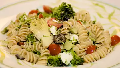 Mediterranean Pasta Salad with Broccoli and Cherry Tomato