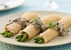Asparagus Crepes with Mushroom Dill-Sauce
