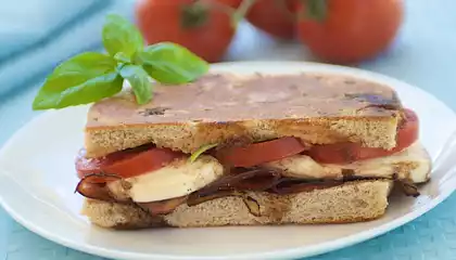 Italian Prosciutto, Fresh Mozzarella, Tomato, and Basil Panini