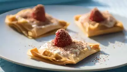 Strawberry Ricotta and Vanilla Sugar in Phyllo Squares