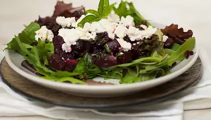 Mixed Greens Salad with Beets and Goat Cheese