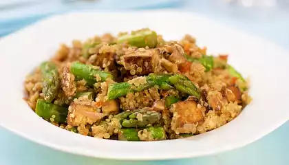 Asparagus, Tofu and Quinoa Salad with Parmesan and Walnuts