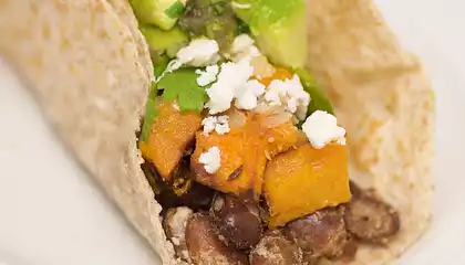 Pinta Bean and Butternut Tacos with Fresh Green Salsa