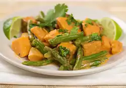 Red Thai Curry Green beans, Sweet potatoes and Tofu