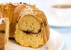 Coffee Streusel Bundt Cake with Coffee Glaze and Hazelnuts Topping