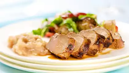 Grilled Garlic and Lime Pork Tenderloin with Onion Marmalade