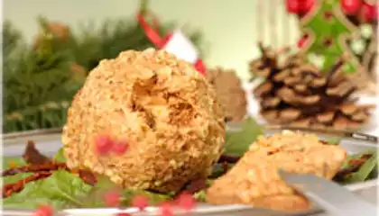 Sun-Dried Tomato Cheese Ball Rolled in Walnuts