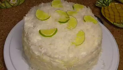 Coconut Cream Cake with Lemon and Lime Filling