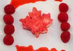 Canada Day Maple Leaf Cake with Raspberry Coulis