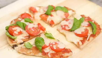 Grilled Tomato and Mozzarella Pizza with Basil