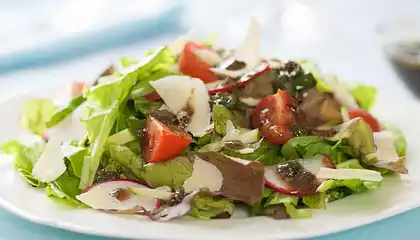 Mixed Greens with Basil-Balsamic Vinaigrette and Parmesan