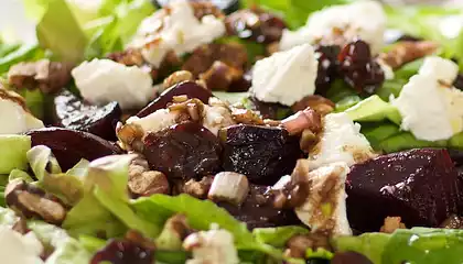 Balsamic-Honey Glazed Beets and Arugula Salad with Goat Cheese