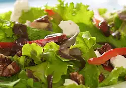 Mixed Green Salad with Honey Pecans, Goat Cheese and Balsamic Vinaigrette